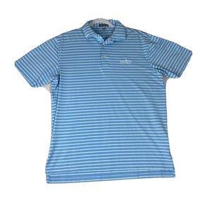 Peter Millar Southern Comfort Polo Size M BLUE/Green Striped EUC